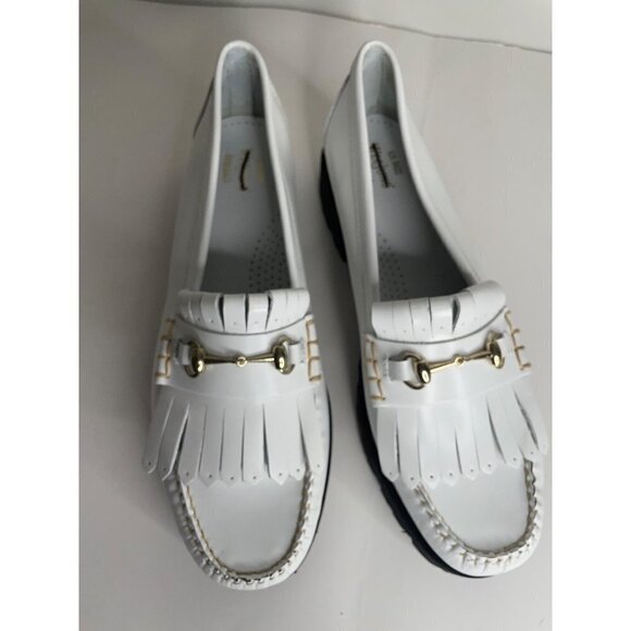 G.H. Bass Women's Lianna Kiltie Lug Loafers White Bit Buckle Fringe Platform 9.5 - Picture 3 of 6